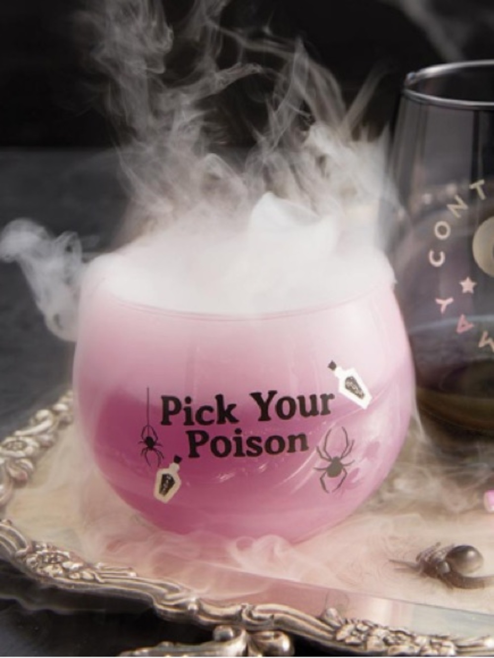 Pick Your Poison Pink Stemless Wine Glass